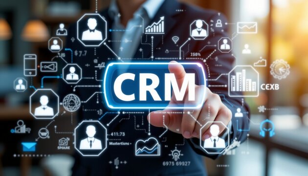 customer relationship management crm concept customer data and marketing database system businessman touching customer icon client.
