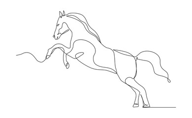 continuous line galloping horse stallion running animal sketch drawing editable stroke vector illustration