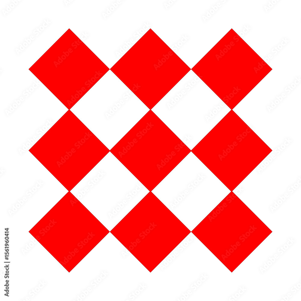 Poster geometric rhombus pattern: a bold arrangement of red and white diamond shapes, creating a striking a