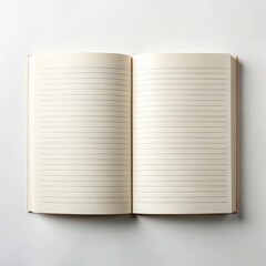 Open lined notebook pages isolated on white background