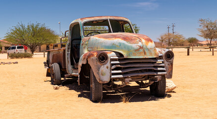 Rusted body of an old truck near solitaire, namibia