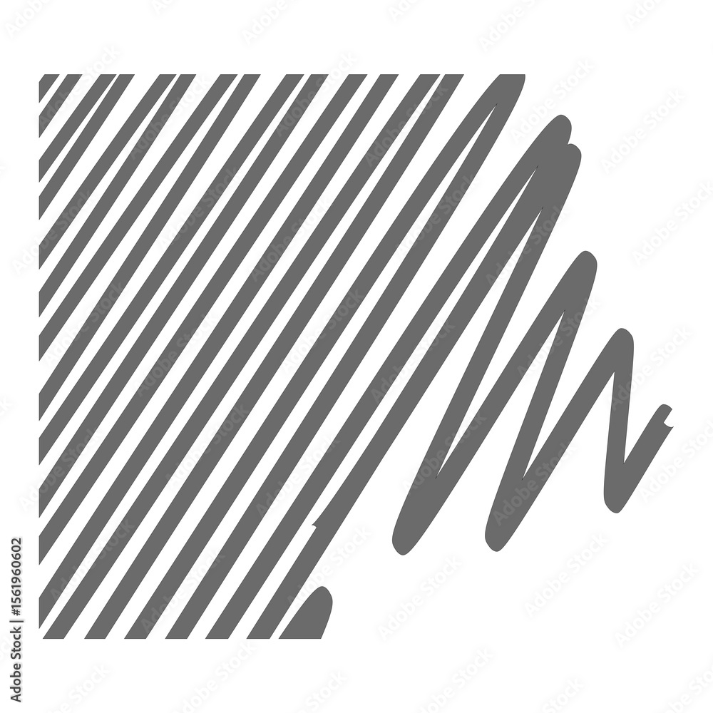 Poster Abstract Grey Lines Pattern:  A visually engaging abstract image featuring a pattern of diagonal lines intersected by a dynamic, swirling stroke. This grayscale design is perfect for backgrounds.