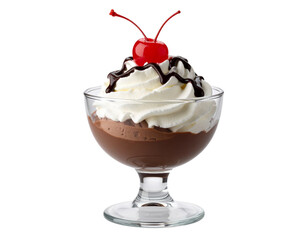 Ice Cream Sundae with Toppings in Glass Cup &ndash; PNG Transparent Background