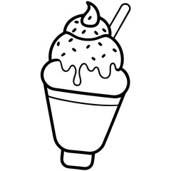 Ice Cream Bean line art vector