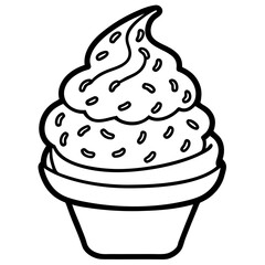 Ice Cream Bean line art vector