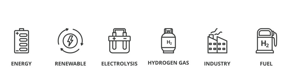 Hydrogen banner vector illustration concept with icon of energy, renewable, electrolysis, hydrogen gas, industry and fuel