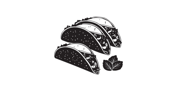 black and white tacos with leaves clip art preview