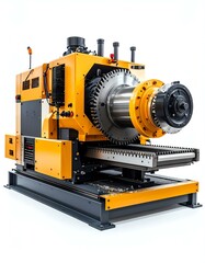 Industrial Yellow and Black Machinery on White Background