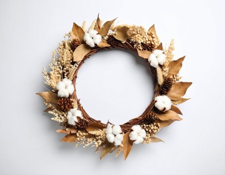 brown wreath on white background