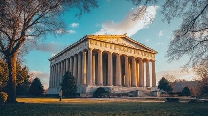 Obraz premium The Parthenon replica at sunset, Nashville, Tennessee.