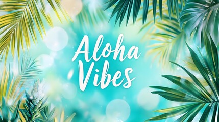 Obraz premium Tropical Background with Aloha Vibes and Lush Greenery Landscape