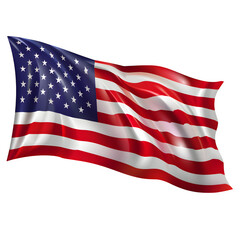 Fototapeta premium Close-Up Waving American Flag with Stars and Upper Stripes in High Detail isolated to transparent background