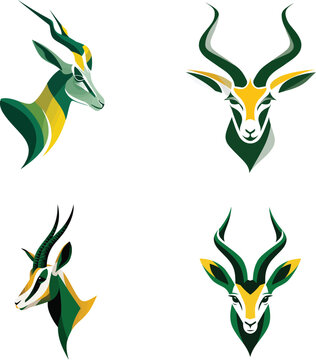 Springbok heads illustration vector graphic collection eps