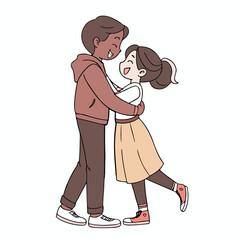 Emotional line art illustration of a couple sharing an intimate connection, expressing peaceful love and trust.