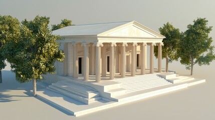 Obraz premium Neoclassical Temple 3D Render: Architectural Marvel