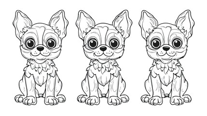 Fototapeta premium Cute Dog Character Coloring Book Page Design for Kids Learning and Fun Activities