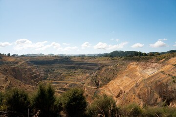 Landscape View of Martha Mine Historic Mining Site, New Zealand