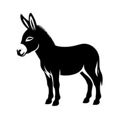 Fototapeta premium Black and White Vector of a Donkey Silhouette