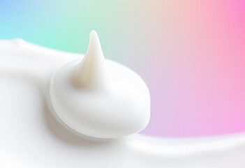 Single droplet of white cream, softly smeared,  isolated,  spread