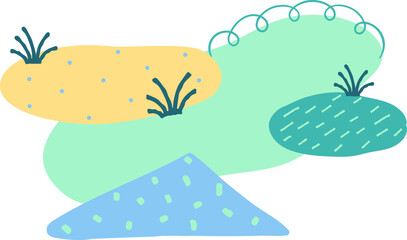 Abstract Lawn Element Vector Illustration in Pastel Color for Natural Design