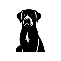 Fototapeta premium Black and White Vector of a Dog Sitting Silhouette