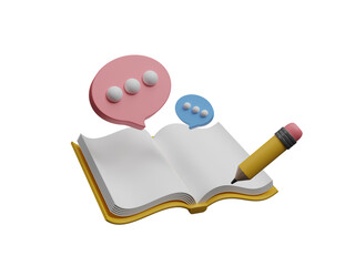 International Literacy Day. World Book Day. Education, development, awareness. Reading promotion. Library. E-learning online education concept,Time to study. Icon on transparent background. 3d render