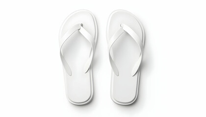 Fototapeta premium White Flip-flops on White Background Ready for Summer