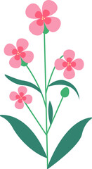 Beautifully blooming pink flowers and green stem vector illustration for background decoration