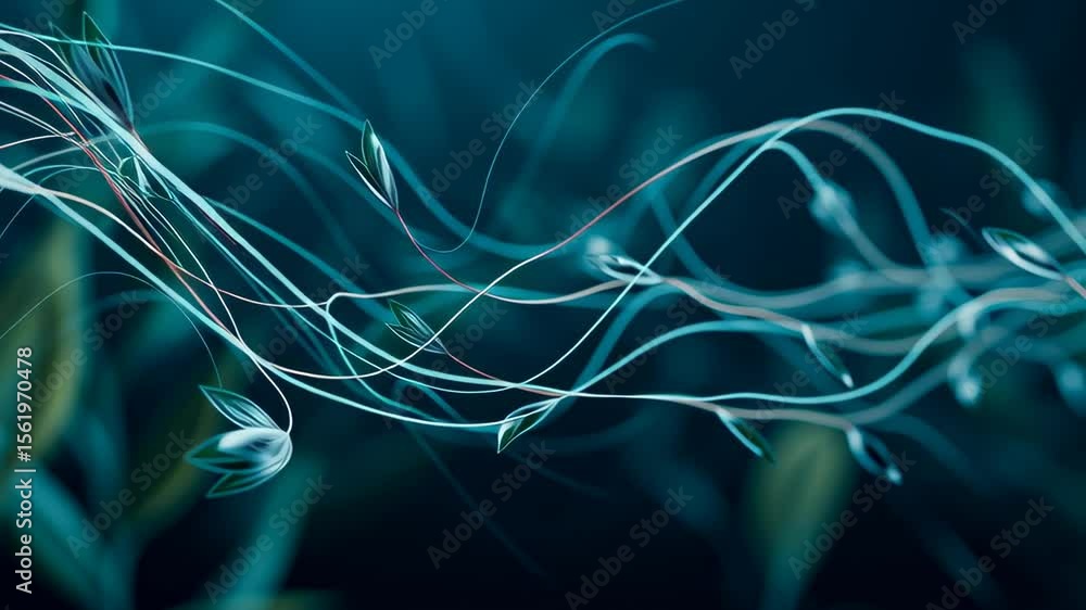 Poster abstract waves of colorful lines flowing in a dreamy and surreal digital art background