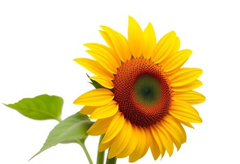 Fototapeta premium Vibrant yellow sunflower, Helianthus annuus, isolated on pure white background, helianthus annuus, agriculture
