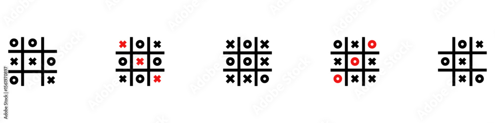Poster tic tac toe icon flat style. tic tac toe game icons set. tic tac toe variations table icon. tic tac 