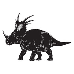 Frill-forward strength in design – Styracosaurus silhouette in balanced Styracosaurus vector – Styracosaurus illustration

