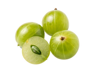 Obraz premium indian gooseberry fruits with slice isolated on white background PNG ,ai generated