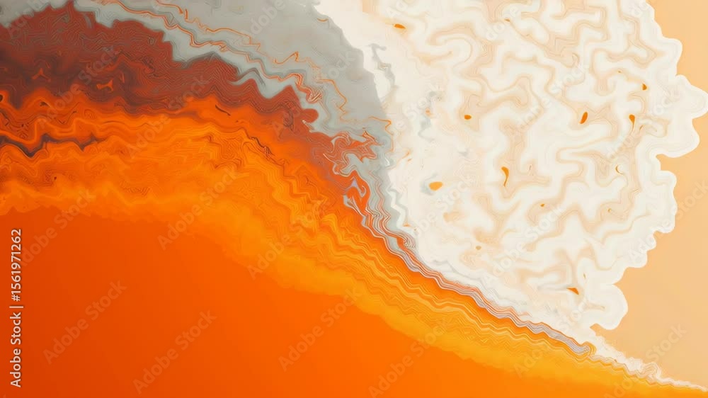 Poster abstract wave pattern in orange and white tones with a smooth flowing design