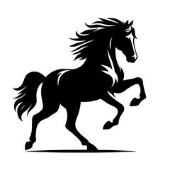 Obraz premium Black and White Vector of a Horse Walking Silhouette