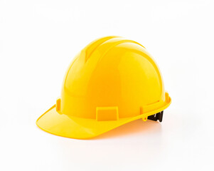 Yellow Construction Safety Helmet Isolated on White Background – Symbol of Industrial Work, Engineering, Site Safety, and Manual Labor Equipment