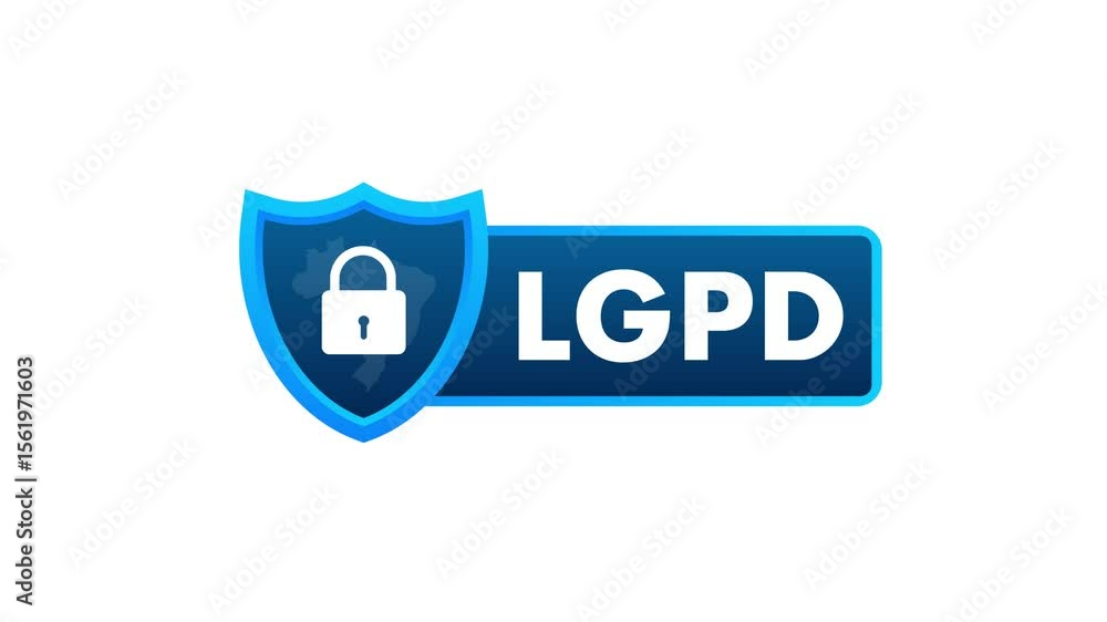Poster animated sequence illustrating data protection concept with logo transition