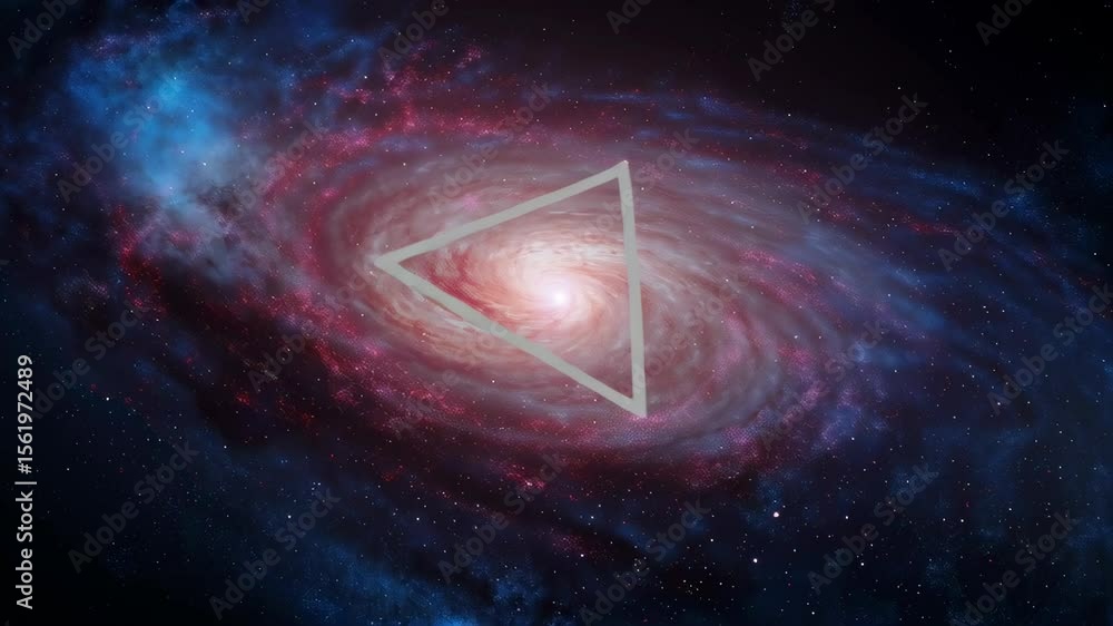 Poster abstract galaxy with geometric triangle shape and colorful cosmic background in space