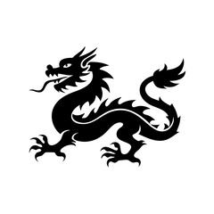 Silhouette of a chinese dragon with tongue sticking out