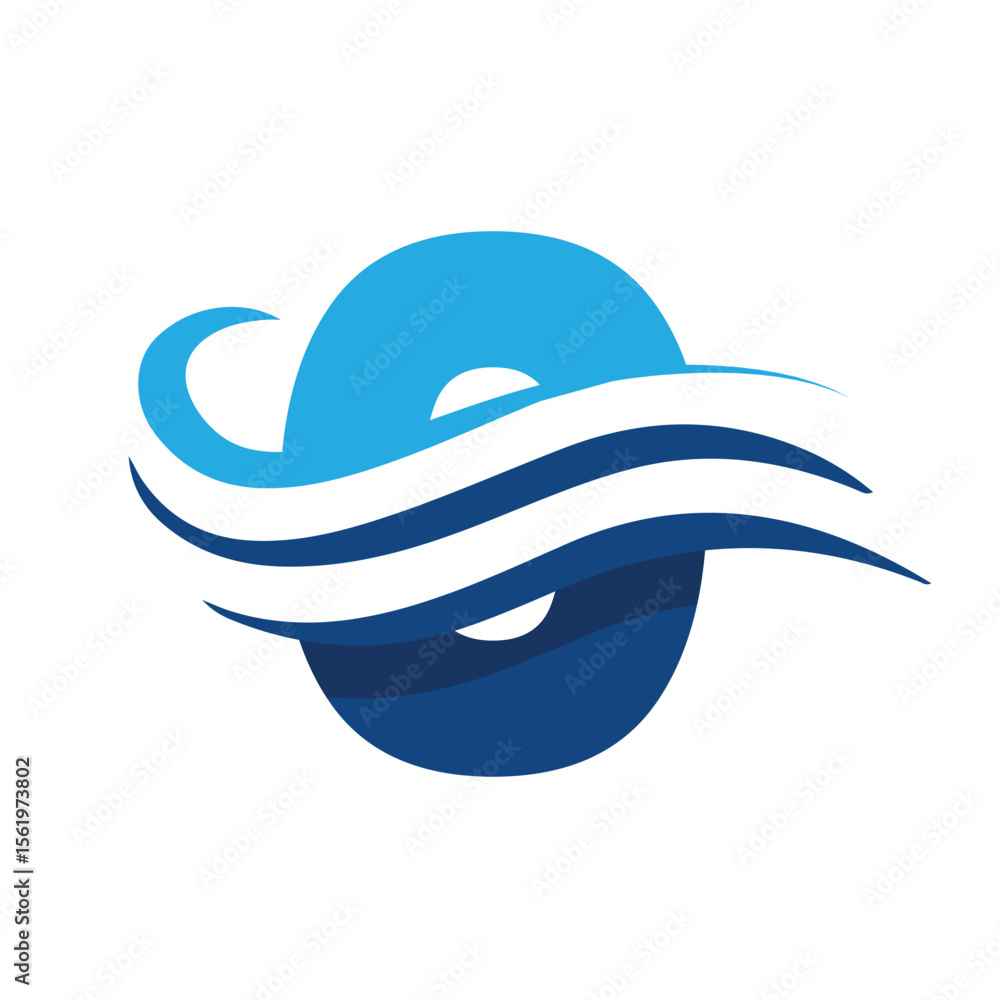 Aufkleber the image shows a flat logo design that depicts a number 0 in blue color combination with three wavy