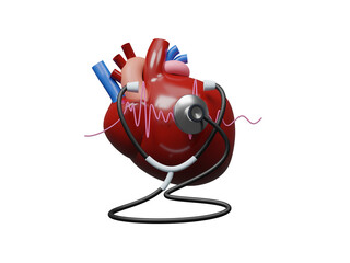 World heart day icon isolated on transparent background, heart health insurance, happy volunteer charity, CSR social responsibility, world heart day. Health raise awareness concept. 3d rendering