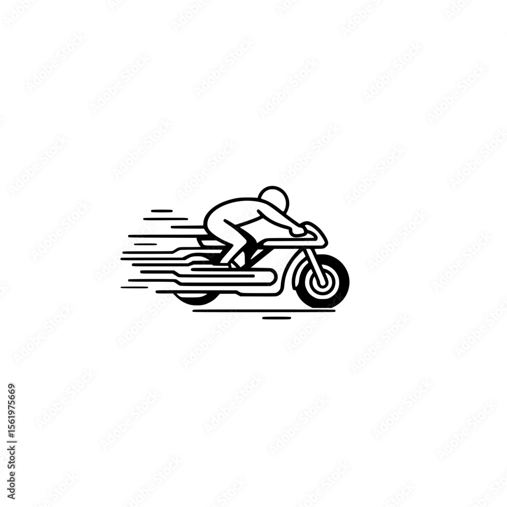 Poster moving race bike icon with line motion effect depicting speed energy and dynamic racing concept