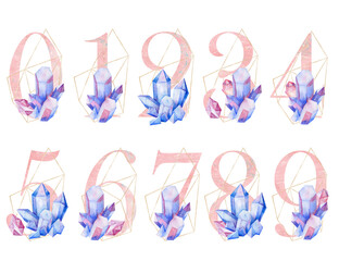 A stylish and beautiful crystals themed numbers, ideal for all creative projects.