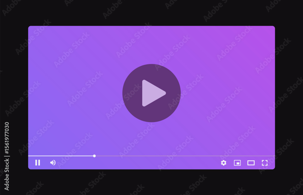 Aufkleber media player screen display ui mockup. video player ui template