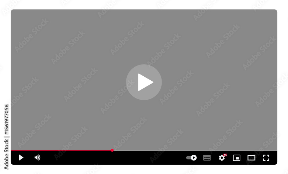 Poster media player screen display ui mockup. video player ui template