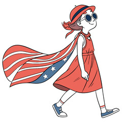 A dynamic illustration of a confident girl walking with motion and style, representing youth, fashion, and independence in a modern artistic look.