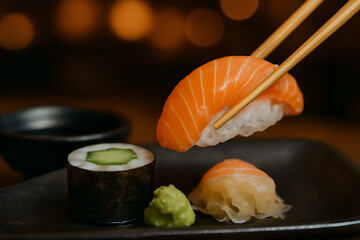 Sushi z łososiem i wasabi – pyszna przekąska z japońskiej kuchni