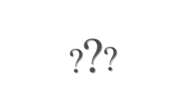 Animation of question mark with black / white  screen. HD video black and white thin line icon for web design. Why, ask, question problem, monochromatic flat object animation 