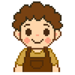 Obraz premium Flat Design Pixel Art Barista Illustration