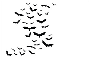 Flying Bats Vector Illustration. Silhouette vector of flying bats on white background.